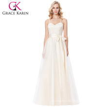 Grace Karin Spaghetti Straps Cross Back Champagne Voile Ball Gown Prom Dress 8 Size US 2~16 GK000123-1